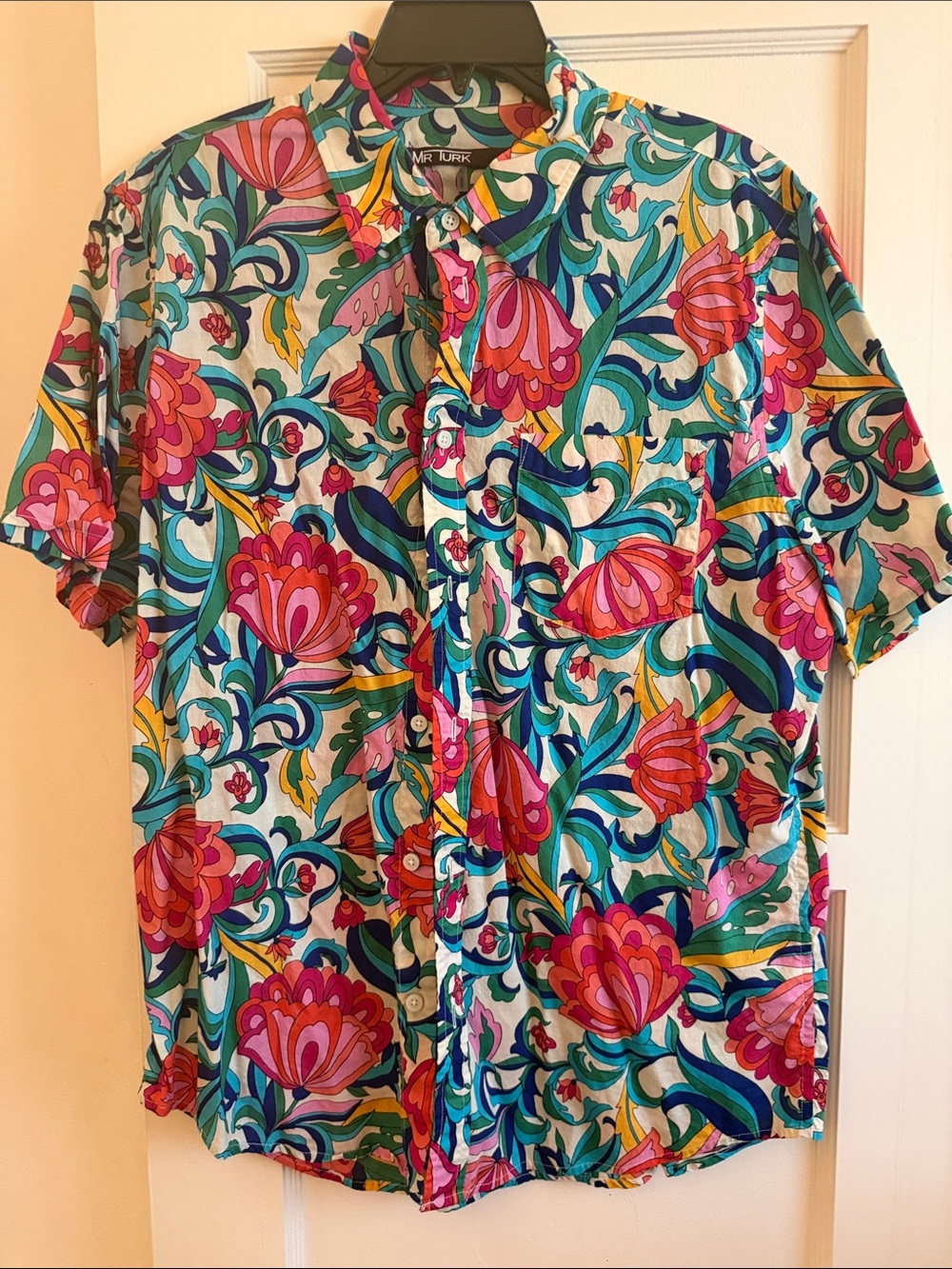MR TURK Short-Sleeve Floral Button-Down Shirt - Pink & Teal